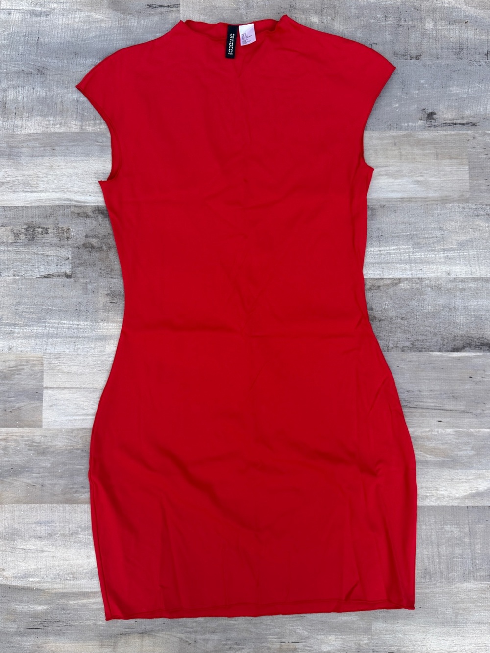 H&M Red Cap-Sleeve Bodycon Mini Dress